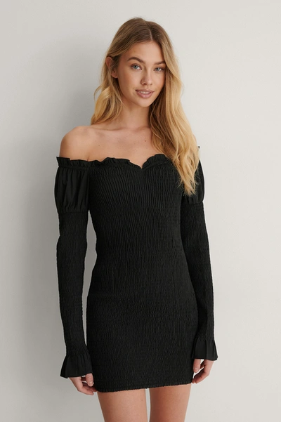 Lisa-marie Schiffner X Na-kd Smocked Off Shoulder Dress Black | ModeSens
