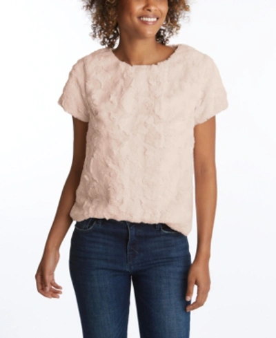 Shop Adyson Parker Women's Short Sleeve Sherpa Pullover Top In Cameo Rose