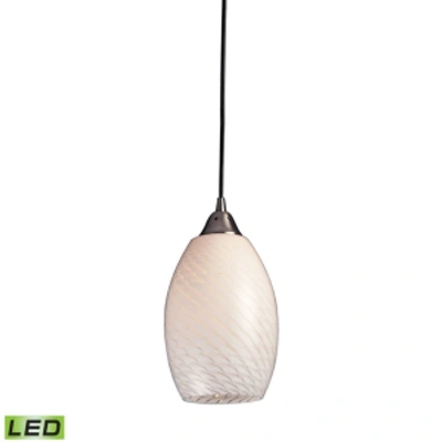 Shop Elk Lighting 1 Light Pendant In Satin Nickel With White Swirl Glass In Silver