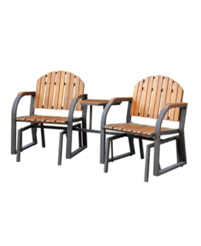 Shop Furniture Of America Dwight 2-piece Patio Rocking Chair With Table In Oak
