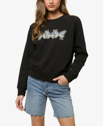 Shop O'neill Juniors' Seaspray Printed Sweatshirt In Washed Black