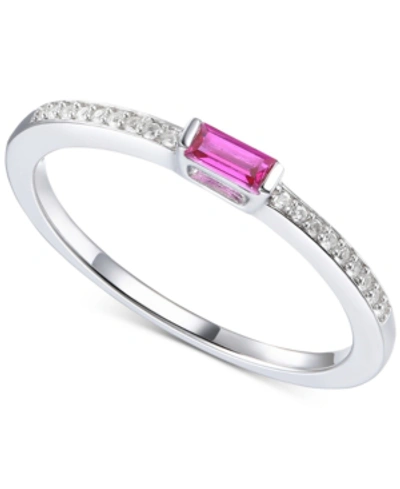 Shop Macy's Sapphire (1/5 Ct. T.w.) & Diamond (1/20 Ct. T.w.) Ring In Sterling Silver (also In Ruby)