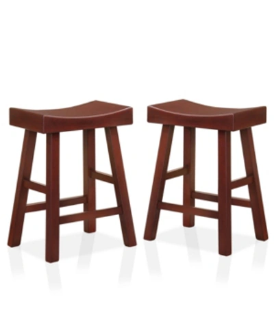 Shop Furniture Of America Oykel Saddle Counter Stool, Set Of 2 In Dark Brown