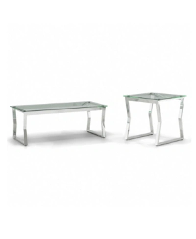 Shop Furniture Of America Meiland Glass Top Coffee Table Set, 2 Piece In Open Gray