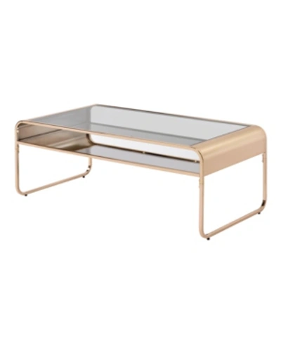 Shop Furniture Of America Kiruna Glass Top Coffee Table In Gold-tone