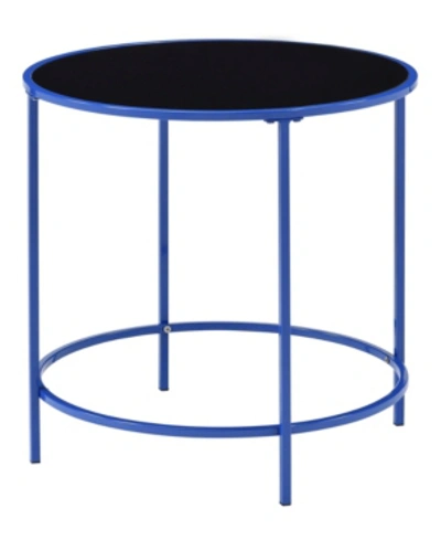 Shop Furniture Of America Vardo Glass Top Side Table In Blue