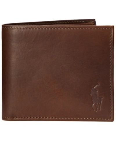 Shop Polo Ralph Lauren Men's Camo Leather Billfold Wallet In Camo/brown