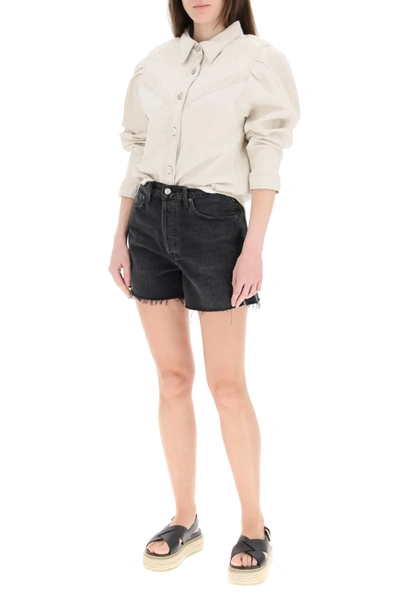 Shop Agolde Dee Denim Shorts In Black