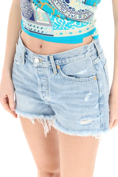 Agolde Parker Long Shorts With Cuff In Blue