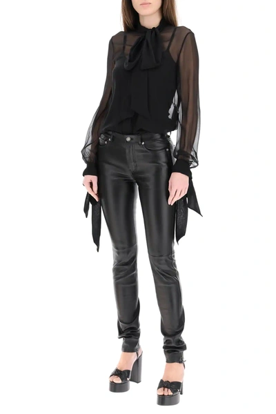 Shop Saint Laurent Georgette Silk Shirt In Black