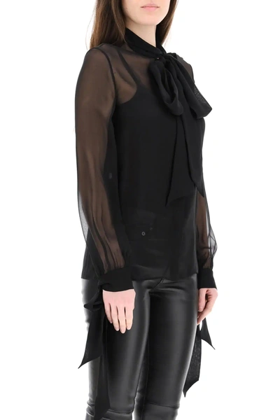 Shop Saint Laurent Georgette Silk Shirt In Black