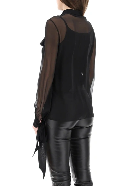 Shop Saint Laurent Georgette Silk Shirt In Black