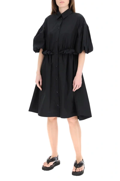 Shop Simone Rocha Oversized Shirt Dress Twisted Hip In Black