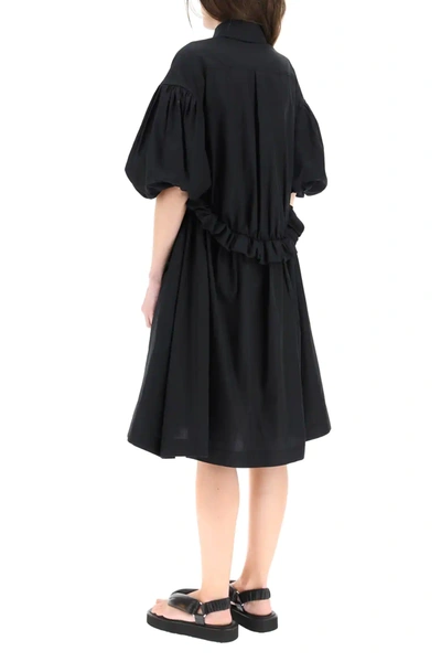 Shop Simone Rocha Oversized Shirt Dress Twisted Hip In Black