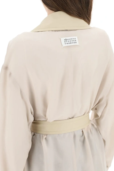 Shop Maison Margiela Bi-material Trench Coat In Beige