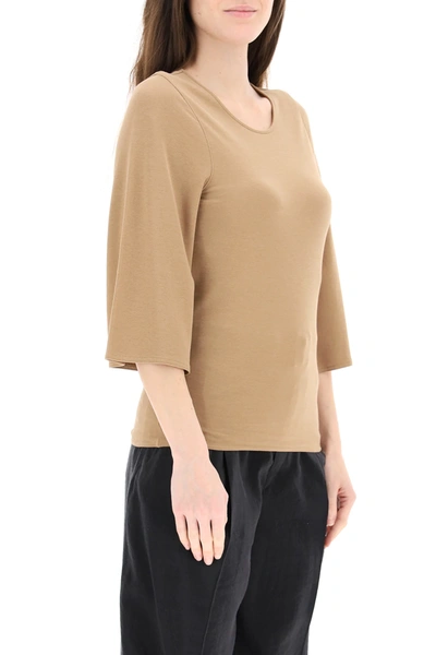 Shop Lemaire T-shirt 3/4 Sleeves In Brown