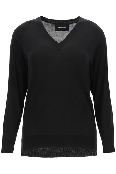 Shop Simone Rocha Sweater With Cut-out Elbows In Black