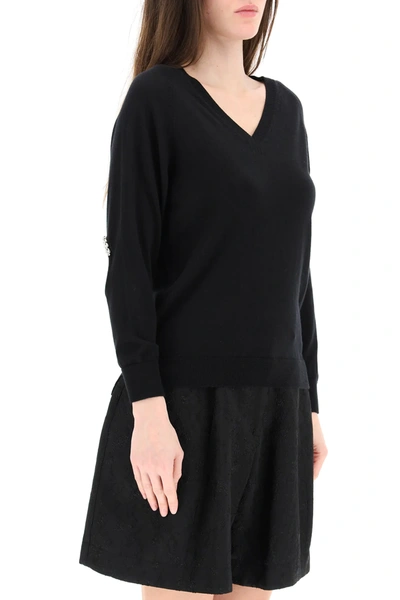 Shop Simone Rocha Sweater With Cut-out Elbows In Black