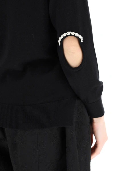 Shop Simone Rocha Sweater With Cut-out Elbows In Black