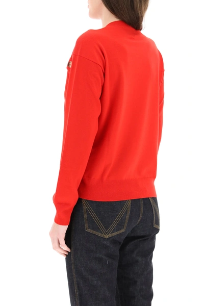Shop Bottega Veneta Sweater With Opening And Buttons In Red