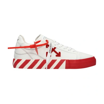 Shop Off-white Low Vulcanized Sneakers In White Red