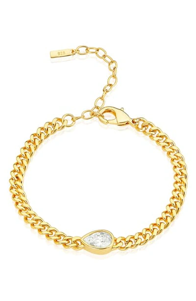Shop Adornia Pear Cut Sideways Set Curb Chain Bracelet In Yellow