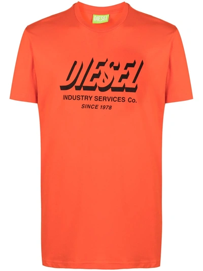 Shop Diesel Green Label Logo-print T-shirt In Orange