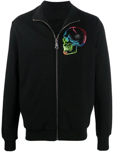 Shop Philipp Plein Embroidered Skull Jogging Jacket In Black