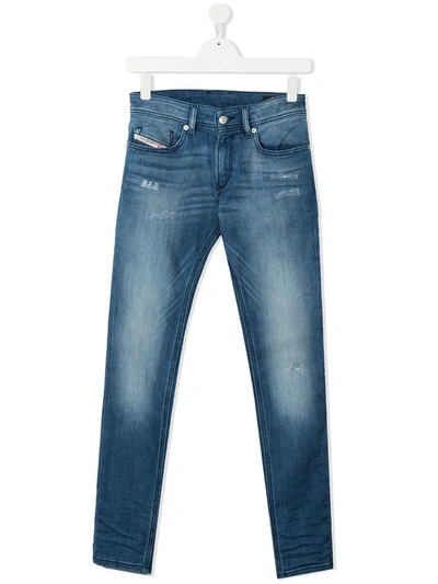 Shop Diesel Teen Sleenker Skinny Jeans In Blue