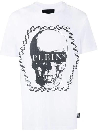Shop Philipp Plein Graphic Skull Crew Neck T-shirt In White