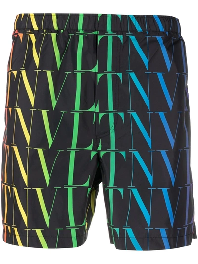Shop Valentino Vltn Logo-print Swimming Shorts In Black