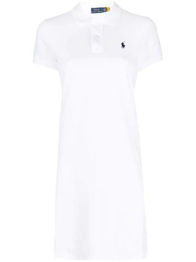 Shop Polo Ralph Lauren Embroidered Logo Polo Dress In White