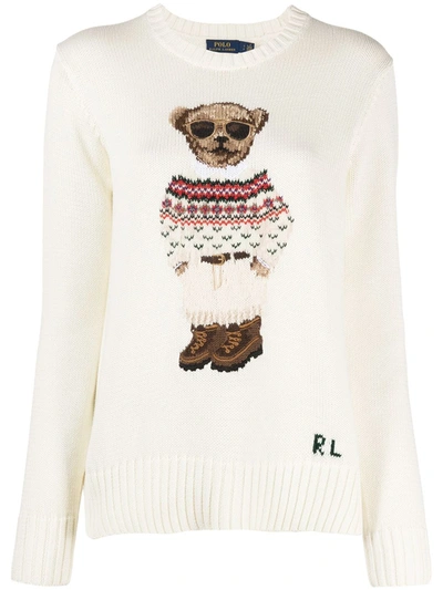 Polo Ralph Lauren Bear Logo Sweatshirt In Cream-navy | ModeSens