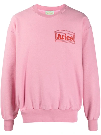 Shop Aries Temple Logo-print Cotton Sweatshirt In Pink