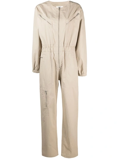 Shop Isabel Marant Étoile Nilaney Zip-up Cotton Jumpsuit In Neutrals