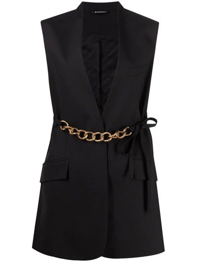 Shop Givenchy Chain-link Belt Vest Jacket In Black