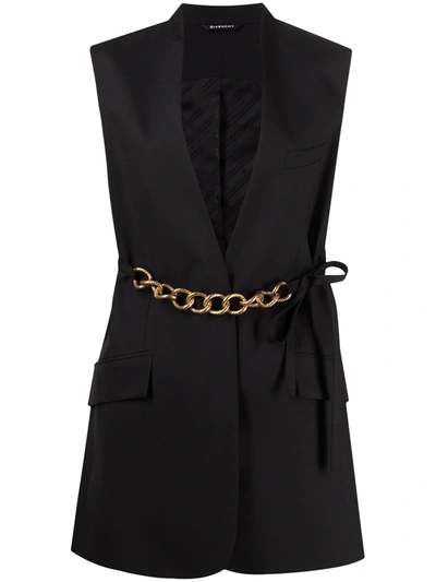 Givenchy Chain-link Belt Vest Jacket In Black