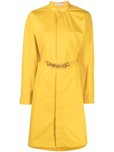 Shop Givenchy Chain Belt Shirtdress In Yellow