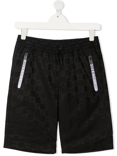 Shop Givenchy Teen Monogram-print Deck Shorts In Black