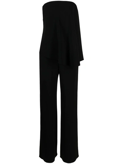 Shop Emporio Armani Strapless Straight-leg Jumpsuit In Black