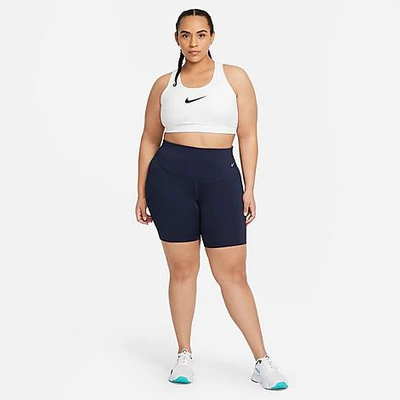 Shop Nike Women's One Mid-rise 7 Inch Bike Shorts (plus Size) In Obsidian/white