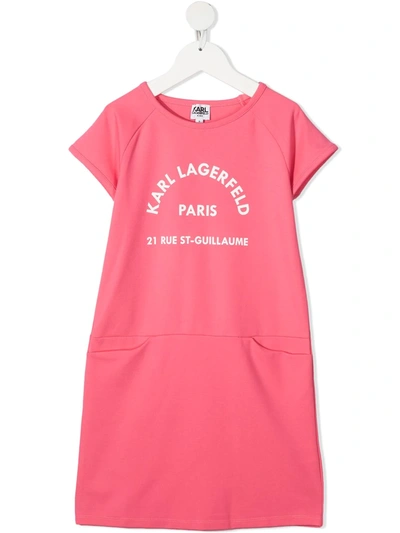 Shop Karl Lagerfeld Logo Print T-shirt Dress In Pink