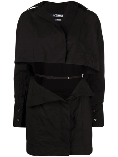Shop Jacquemus Open-front Shirt Dress In Black