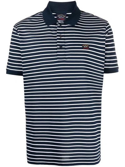 Shop Paul & Shark Patch-detail Stripe Polo Shirt In Blue