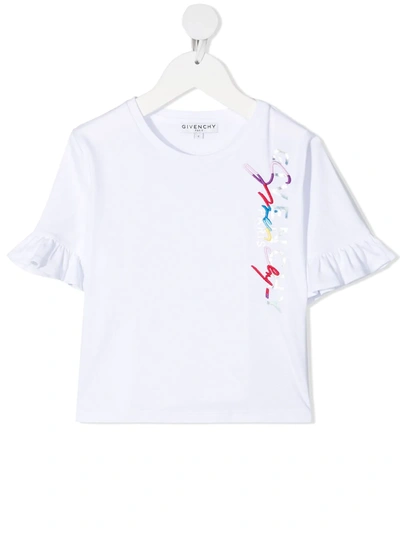 Shop Givenchy Embroidered-logo Cotton T-shirt In White