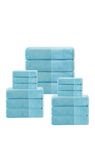 Shop Enchante Home Incanto Turkish Cotton 16-piece Towel Set In Aqua