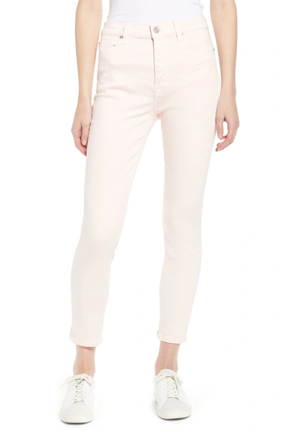Shop 7 For All Mankind High Waist Ankle Skinny Jeans In Solidpink