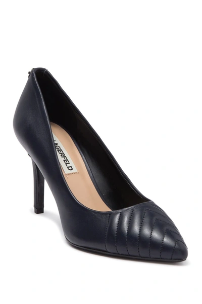 Shop Karl Lagerfeld Roulle Quilted Pointed Toe Pump In Midnight