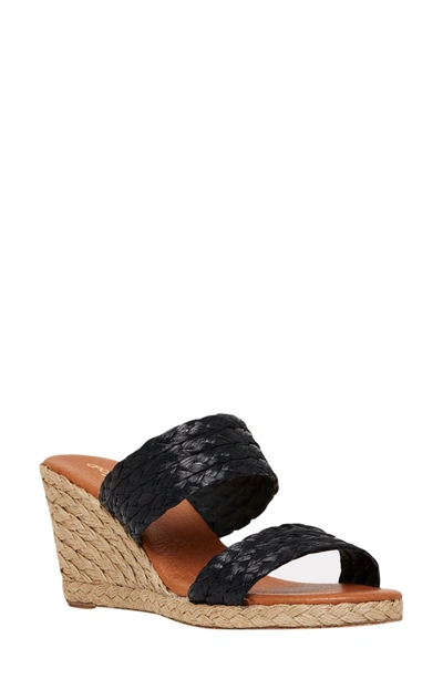 Shop Andre Assous Nolita Wedge Slide Sandal In Black Fabric
