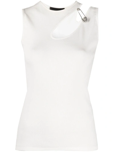 Shop Philipp Plein Cutout Safety Pin T-shirt In White